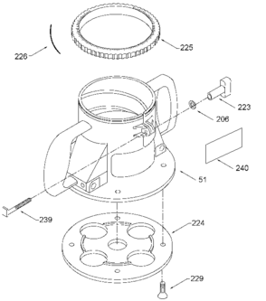 Base Assembly Diagram and Parts List for 22-7519-60 Type 2 Porter Cable Router